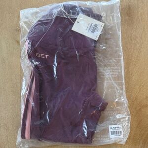 SET Active Rosebud Purple Leggings with Pink Stripe